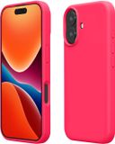 kwmobile telefoonhoesje geschikt voor Apple iPhone 16 Plus - Hoesje met siliconen coating - Smartphone case in neon roze