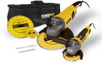 Powerplus POWX06250 Haakse slijper set - 2 stuks - 115mm - 230mm - 750W - 2000W - Inclusief slijpschijven en opbergtas