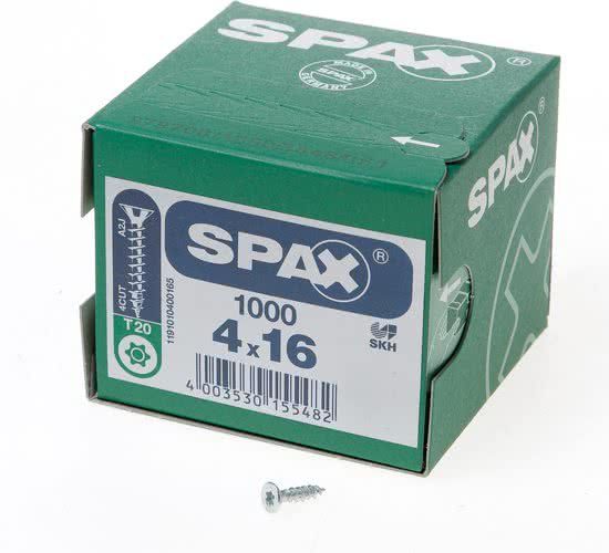 Spax Spaanplaatschroef platverzonken kop verzinkt T-Star T20 4.0 x 16mm (Prijs per 1.000 stuks)