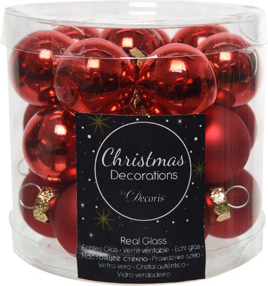 Decoris Seizoen Rode Mini Kerstbal set - 24 stuks