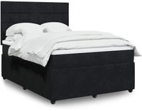 vidaXL Boxspring met matras fluweel zwart 140x190 cm