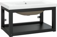 vidaXL Wastafelframe met inbouwwastafel - IJzer - Zwart