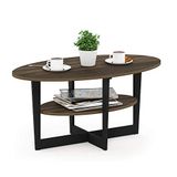 Furinno JAYA Ovale salontafel, bijzettafel, Columbia walnoot/zwart