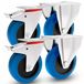 Roulettes de transport avec frein - 125 mm - Roulettes de meubles - Charge lourde - Roulettes pivotantes - Jeu de roulettes en caoutchouc - Roulettes bleues