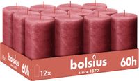 Bolsius - Rustieke Kaars - Rood - 12 stuks - 13 cm - 60 branduren