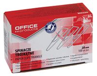 OFFICE PRODUCTS 18082825-19 1000 stuks zilverkleurige metalen driehoekige paperclips 28 mm (10 x 100) / vernikkeld / papieren verpakking in praktische opbergdoos / papieren clips