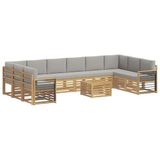 vidaXL Buiten bankenset 11 st Wit en Lichtgrijs Polyester