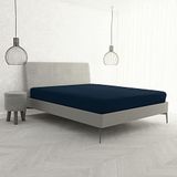 Italian Bed Linen Max Color Hoeslaken, 100% katoen, donkerblauw, tweepersoonsbed