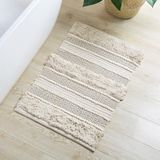 INK+IVY Badtapijt handgeweven textuur Shaggy gestreept zacht en waterabsorberend, Boho badkamerinrichting badmatten, antislip absorberende sneldrogende matten voor bad, doucheruimte, aser, 20 x 32 cm
