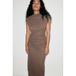 Mango Bruine Midi Jurk met Split