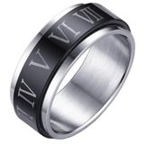 LGT JWLS Lookinggoodtoday Stalen Spinning ring met Romeinse Cijfers-21mm