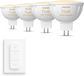 Philips Hue Voordeelpakket - GU5.3 - met 4 Spotjes (MR16) - 12V - Warm tot Koelwit Licht - Incl. 1 Hue Dimmer Switch - Hue White Ambiance