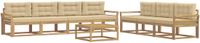 vidaXL - Bank loungeset - 7 zitplekken - Wit en Beige - Acacia Hout