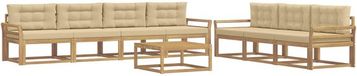 vidaXL - Salon d'angle - 7 places - Blanc et Beige - Acacia Bois