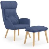 vidaXL Relaxstoel met voetenbank stof blauw
