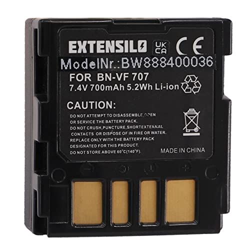EXTENSILO Accu compatibel met JVC GR-D239, GR-D240, GR-D240E, GR-D240EG, GR-D240EX digitale camera, DSLR (700 mAh, 7,4 V, Li-Ion)