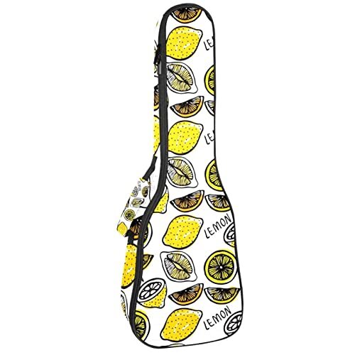 Mersov Tenor Ukulele Gigbag Waterdichte Ukelele Case Gewatteerde Rugzak, Geweldig voor Sopraan Concert (21/23/24") Handgetekende Citroen Plakjes Patroon