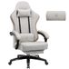 GTPLAYER Fauteuil de jeu, fauteuil de jeu en tissu avec coussin à ressorts ensachés, ergonomique, pivotant, avec repose-pieds, charge maximale 150 kg, beige