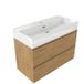 Saniclass Holz Pure Badkamermeubelset - 100x45x72cm - Legend keramische wastafel wit - 1 wasbak - 1 kraangat - 2 lades - mat eiken natural