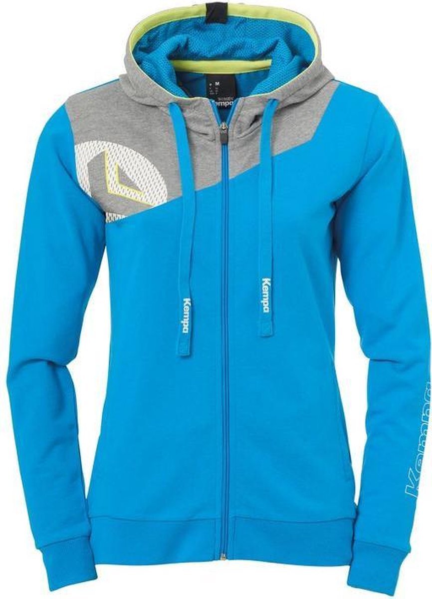 Kempa Core 2.0 Hood Jacket Dames Kempablauw-Donker Grijs Melange Maat XS