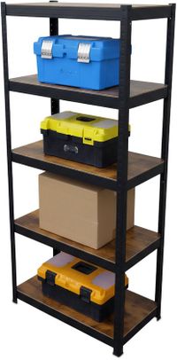 Merkloos Relaxdays Stellingkast - 180x60x30 cm - 500 kg - Steeksysteem - Industrieel - Zwart/Bruin