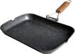 WECOOK! Ecochef Titanium grillpan, inductie, glad, 34 x 24 cm, antiaanbaklaag, milieuvriendelijk, zonder PFOA, gegoten aluminium, dikte 5 mm, handgreep van hout, inklapbaar, glaskeramiek, gas