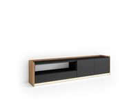 Meuble TV effet bois noir et chêne 207x37x50cm avec LED