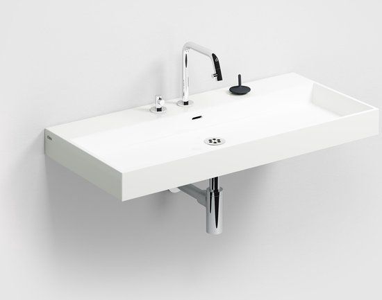 Clou Wash Me wastafel 90x42cm Mineraalsteen - Wit - Modern