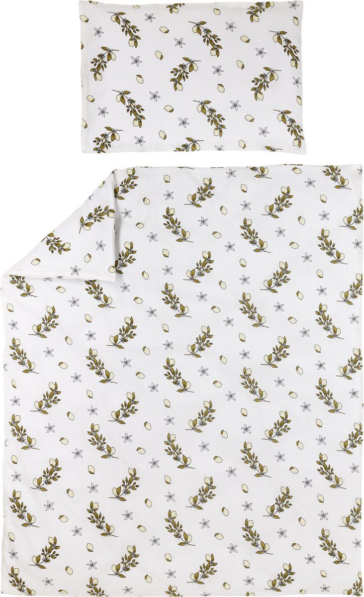 Meyco Lemon dekbedovertrek ledikant - 100x135 cm - Katoen - Wit/Lemon