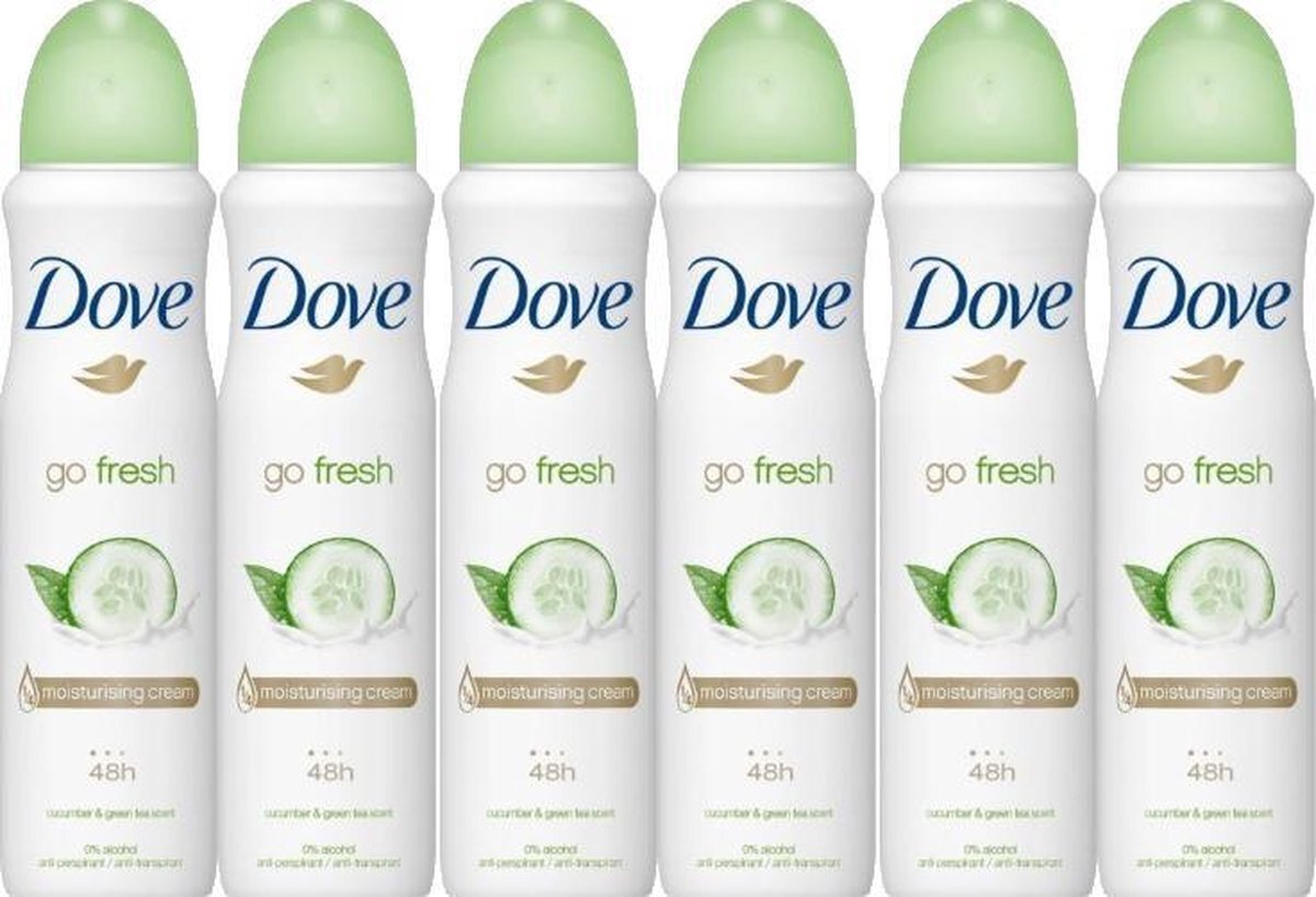 Dove Go Fresh Komkommer Deodorant Spray - 6 x 150ml - voordeelverpakking