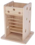 Kerbl Pet Hooi- en Groentetoren, 24x24x30 cm, Hooiruif, Groentetoren, natuurlijk Hout, Konijnen, Hazen, Kleine Dieren