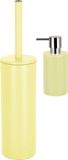 Spirella Badkamer accessoires set - WC-borstel/zeeppompje - metaal/porselein - geel