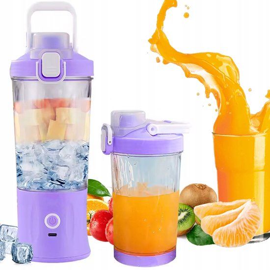 Pingyang Rongrong Draagbare Blender - USB Oplaadbaar - IJs Crusher - 600ml - Paars