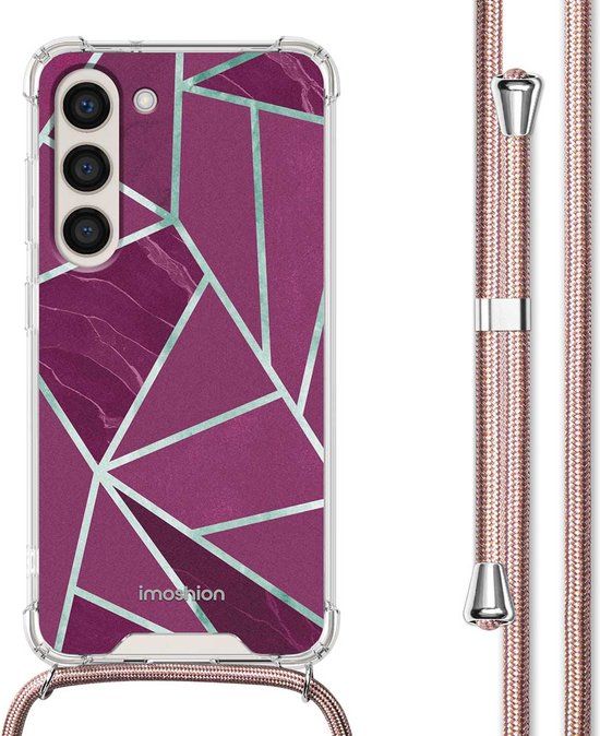 iMoshion Hoesje Samsung Galaxy S23 Plus - Bordeaux Graphic - Back Cover met Koord