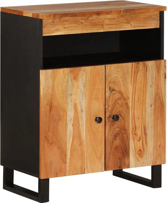 vidaXL Dressoir met 2 deuren 60x33x75 cm massief acaciahout