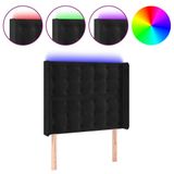 VidaXL Hoofdbord & Voeteind Zwart LED 83x16x78/88 cm Polyester/Hout