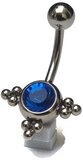 Chirurgisch stalen navelpiercing Eline dots saffier blauw zirkonia zilverkleurig
