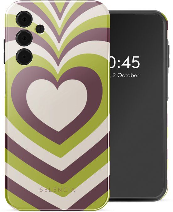 Selencia Hoesje - Geschikt voor Samsung Galaxy A15 (4G) / A15 (5G) - Backcover - Double Hearts Plum Fern