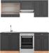 Vicco Fame-Line Unité de cuisine complète – 200 cm, WB Antracite Antracite Chêne rustique/doré Kraft