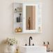 Meuble de salle de bain miroir avec armoire murale, rangement mural 1 porte + étagères côtés, toilettes, blanc