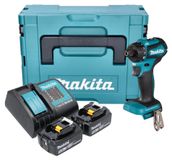 Makita DDF 083 STJ accuboormachine 18 V 40 Nm 1/4'' borstelloos + 2x oplaadbare accu 5.0 Ah + lader + Makpac