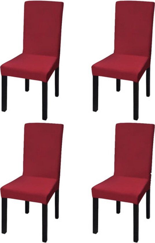 vidaXL Stoelhoezen 4 stuks Stretch Bordeauxrood
