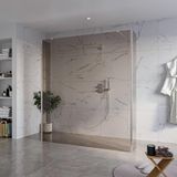 FortiFura Galeria Vrijstaande Inloopdouche - 180x200cm - Rookglas - Antikalk - 8mm Veiligheidsglas - Geborsteld RVS
