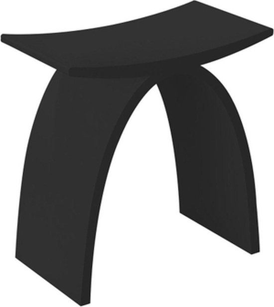 Best Design Lucky Black Douchestoel - Solid Surface - Zwart Mat - 43cm