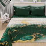 PETTI Artigiani Italiani - Zomersprei voor tweepersoonsbed, 260 x 270 cm, 100 g/m², omkeerbaar, voor tweepersoonsbed, lente, licht dekbed, smaragdmarmer, 100% Made in Italy