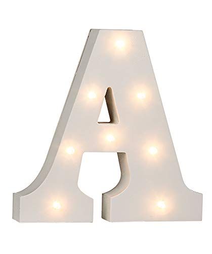 Out of the Blue 57/6074 - Houten letter "A" - Verlicht met 8 LED's - 16 cm