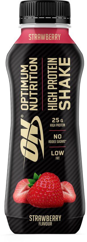 Optimum Nutrition High Protein Shake - Aardbei - Ready to Drink Whey Protein - 330 ml