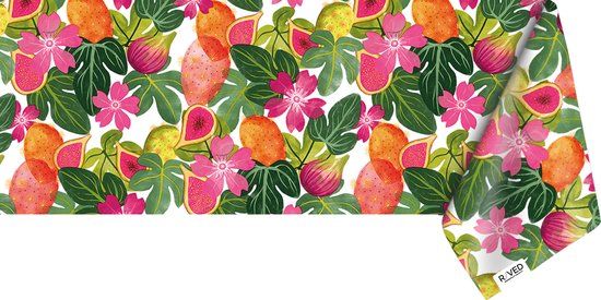 Raved Tafelzeil Roze Fruit 140x320cm - Bloemen - PVC - Afwasbaar