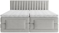Vente-unique lit boxspring velours gris clair 2 x 90 x 200 cm