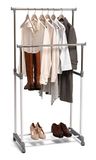 Domopak Dubbel Verstelbare Mobiele Kleding Kledingstuk Opknoping Rail Met Wielen (Zilver, Wit, Grijs)